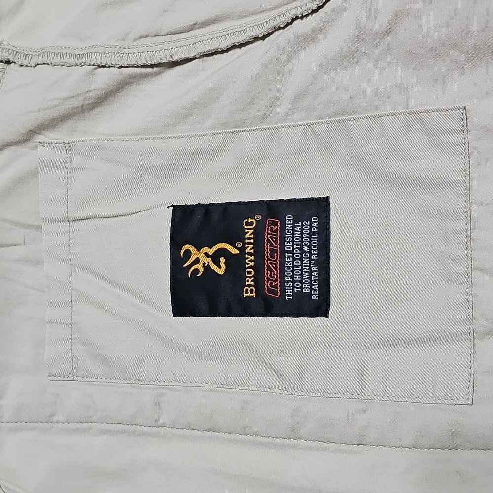 🦌Browning Reactar XL Shooting Shirt Tan Vented Hunting Vest Pocket Quilted Pad - Picture 6 of 13